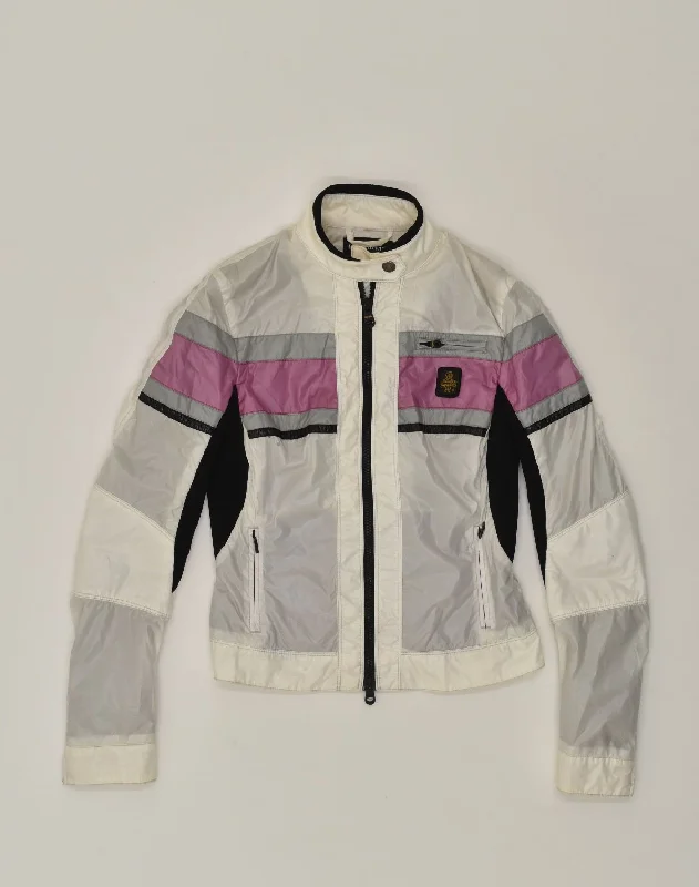 Affordable Women's Attire REFRIGIWEAR Womens Biker Jacket UK 10 Small Beige Colourblock Polyester Affordable Women's Attire REFRIGIWEAR Womens Biker Jacket UK 10 Small Beige Colourblock Polyester