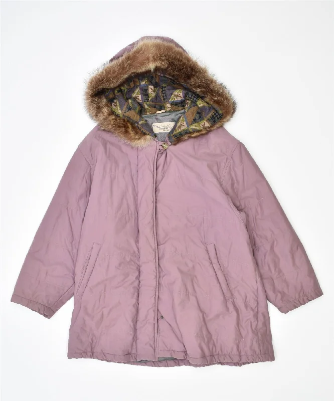 Affordable Women's Attire MABRUN Womens Hooded Parka Jacket IT 40 Small Purple Cotton Vintage