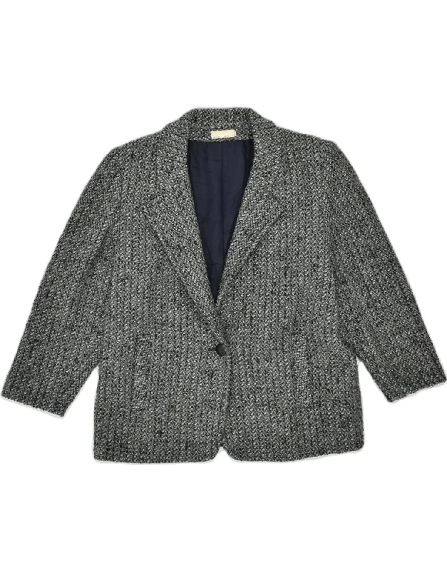 Women's Vacation Attire VINTAGE Womens 1 Button Blazer Jacket IT 46 Large Grey Flecked Classic Women's Vacation Attire VINTAGE Womens 1 Button Blazer Jacket IT 46 Large Grey Flecked Classic