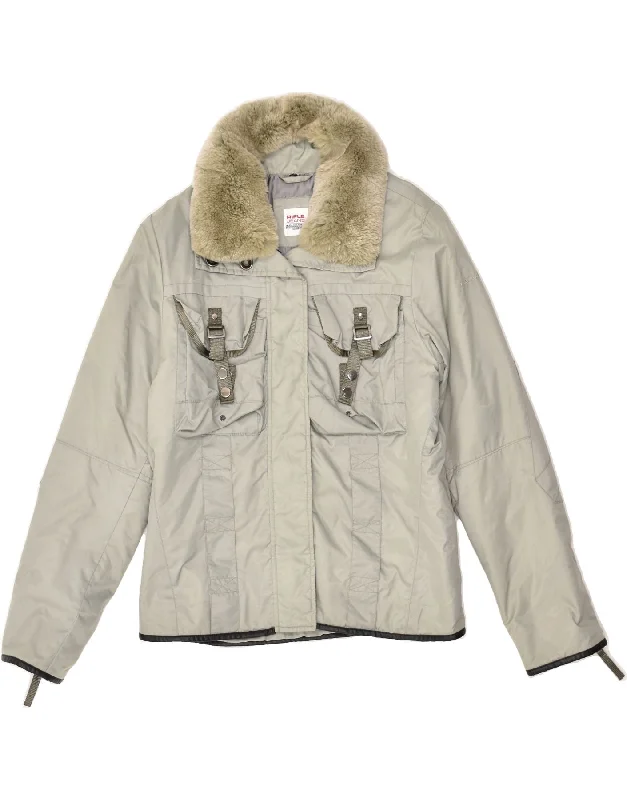 Fashionable Dresses for Women RIFLE Womens Padded Jacket UK 16 Large Grey Polyester