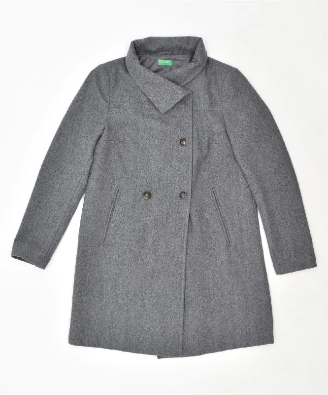 Women's Work Apparel BENETTON Womens Double Breasted Overcoat UK 12 Medium Grey New Wool Women's Work Apparel BENETTON Womens Double Breasted Overcoat UK 12 Medium Grey New Wool