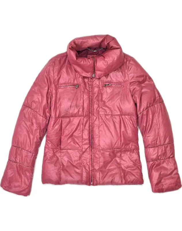 Casual Fashion for Women TRUSSARDI Womens Padded Jacket IT 44 Medium Pink Polyester