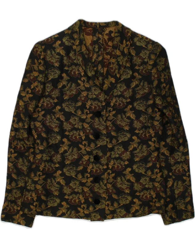 Bundle Offer VINTAGE Womens 5 Button Blazer Jacket UK 12 Medium Black Floral