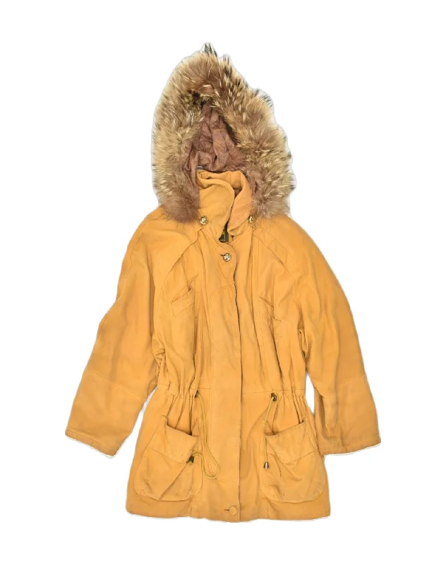Women's Office Clothing VINTAGE Womens Hooded Parka Jacket UK 14 Large Yellow