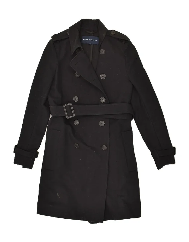 Women's Clothing For Work FRENCH CONNECTION Womens Double Breasted Trench Coat UK 6 XS Black Cotton Women's Clothing For Work FRENCH CONNECTION Womens Double Breasted Trench Coat UK 6 XS Black Cotton