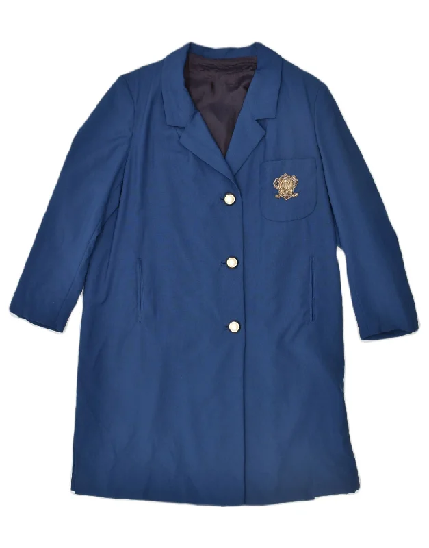 Chic And Comfortable VINTAGE Womens Overcoat UK 16 Large Blue