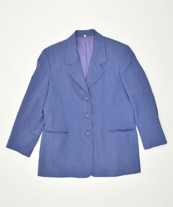 Contemporary Women's Clothing VINTAGE Womens 3 Button Blazer Jacket IT 48 XL Blue Polyester Contemporary Women's Clothing VINTAGE Womens 3 Button Blazer Jacket IT 48 XL Blue Polyester