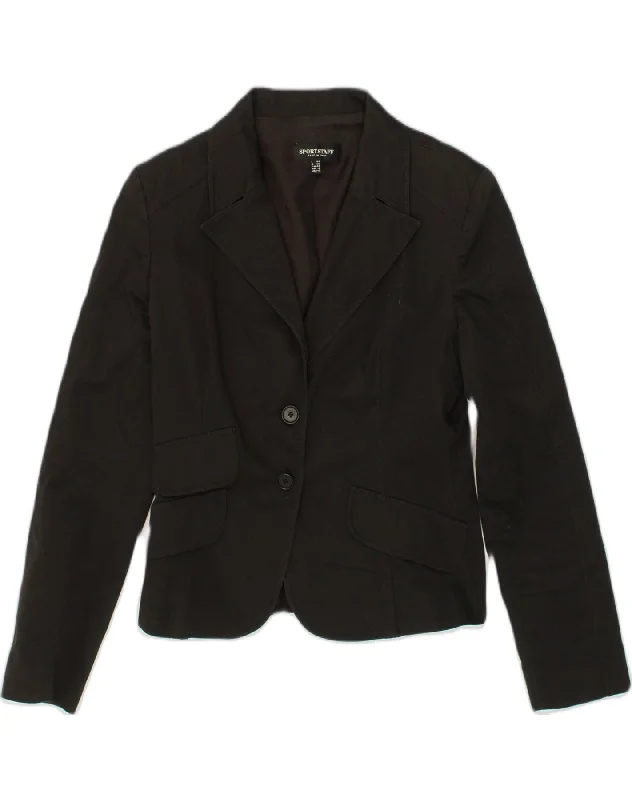 Relaxed Style SPORTSTAFF Womens 2 Button Blazer Jacket UK 12 Medium Black Cotton