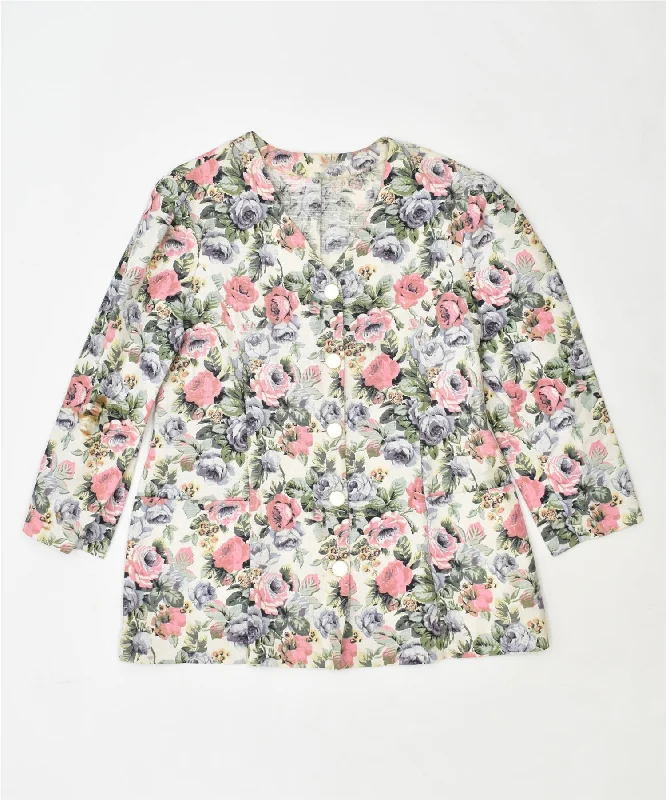 Free Spirited Fashion VINTAGE Womens 5 Button Blazer Jacket UK 18 XL Multicoloured Floral Free Spirited Fashion VINTAGE Womens 5 Button Blazer Jacket UK 18 XL Multicoloured Floral