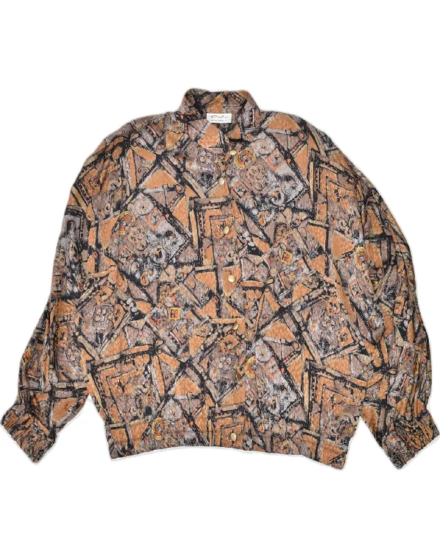 Women's Holiday Clothes VINTAGE Womens Oversized Crazy Pattern Bomber Jacket EU 44 XL Brown Women's Holiday Clothes VINTAGE Womens Oversized Crazy Pattern Bomber Jacket EU 44 XL Brown