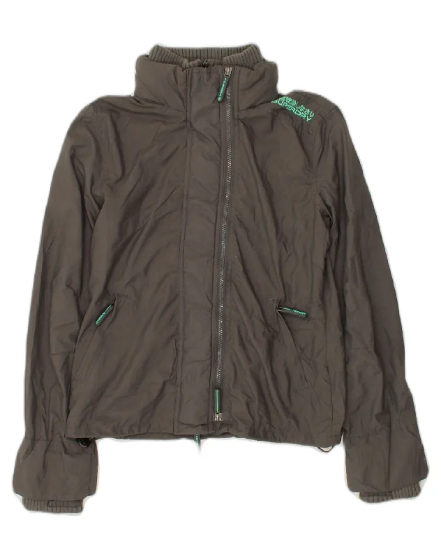 Women's Clothes For Work Events SUPERDRY Womens Rain Jacket UK 12 Medium Grey Nylon