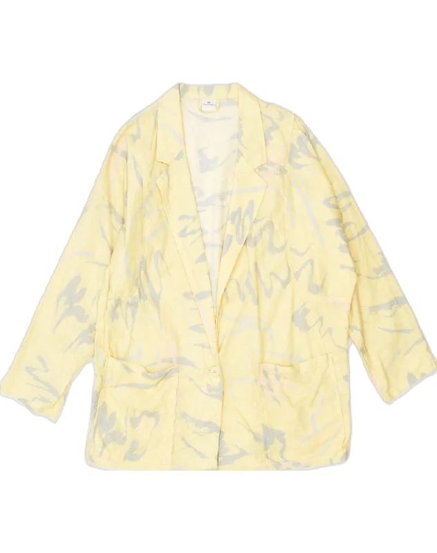 Women's Sports Apparel VINTAGE Womens 1 Button Blazer Jacket IT 40 Small Yellow Geometric Cotton Women's Sports Apparel VINTAGE Womens 1 Button Blazer Jacket IT 40 Small Yellow Geometric Cotton