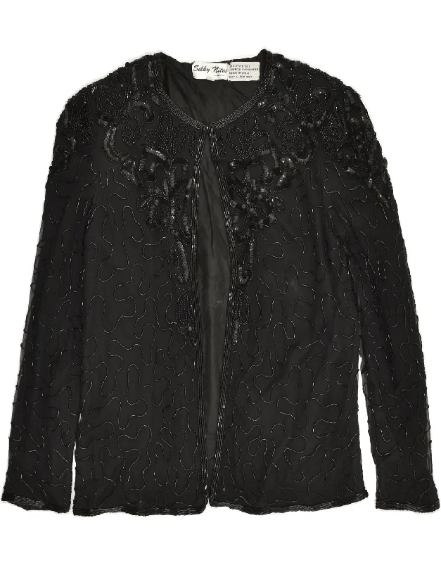 Casual Chic for Women VINTAGE Womens Blazer Jacket UK 10 Small Black Silk