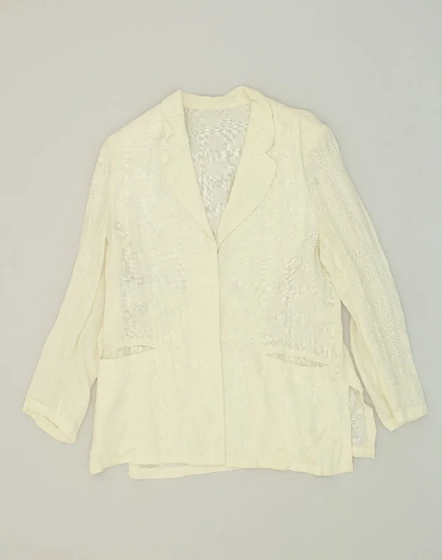 Exclusive Online Sale VINTAGE Womens 1 Button Blazer Jacket IT 46 Large White Linen