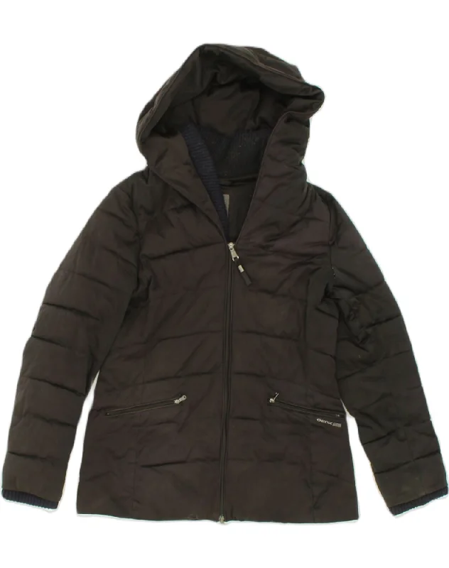 Women's Casual Dresses GEOX Womens Hooded Padded Jacket UK 14 Large Brown Polyester