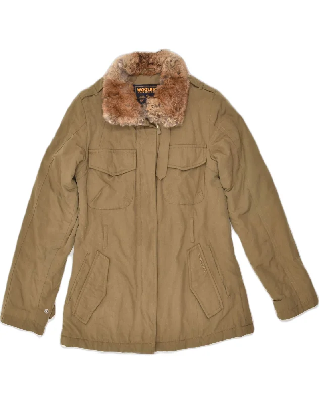 Women's Comfy Attire For Lounging WOOLRICH Womens Military Jacket UK 10 Small Khaki Nylon