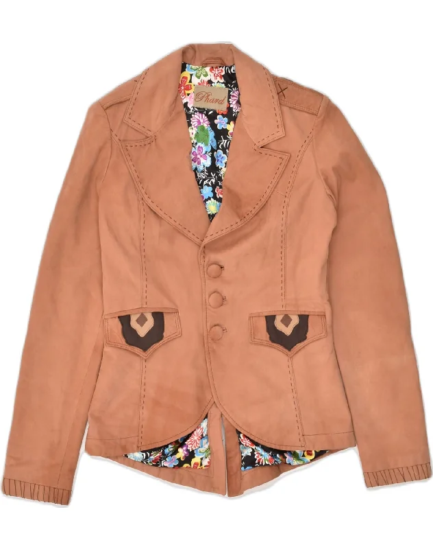 Extreme Clearance Deals PHARD Womens Suede 3 Button Blazer Jacket UK 12 Medium Brown Extreme Clearance Deals PHARD Womens Suede 3 Button Blazer Jacket UK 12 Medium Brown