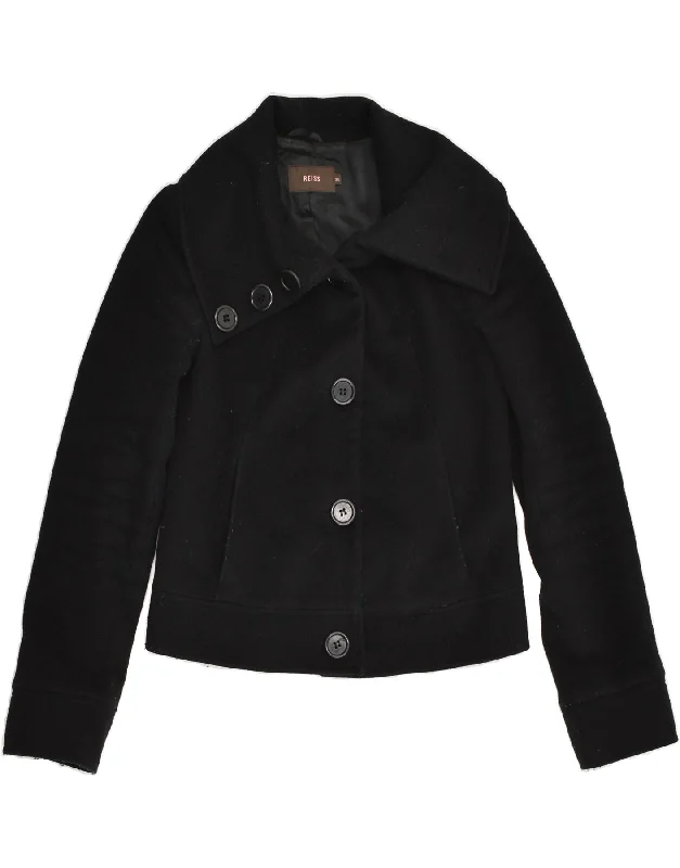 Women's Night-Out Outfit REISS Womens Overcoat UK 6 XS Black Wool