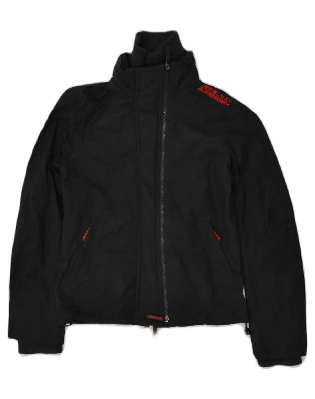 Women's Outfit SUPERDRY Womens Windbreaker Jacket UK 12 Medium Black Nylon