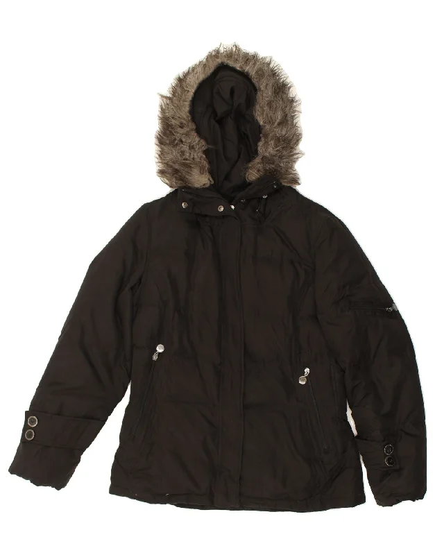 Women's Everyday Apparel CALVIN KLEIN Womens Hooded Padded Jacket UK 14 Medium Black Polyester Women's Everyday Apparel CALVIN KLEIN Womens Hooded Padded Jacket UK 14 Medium Black Polyester