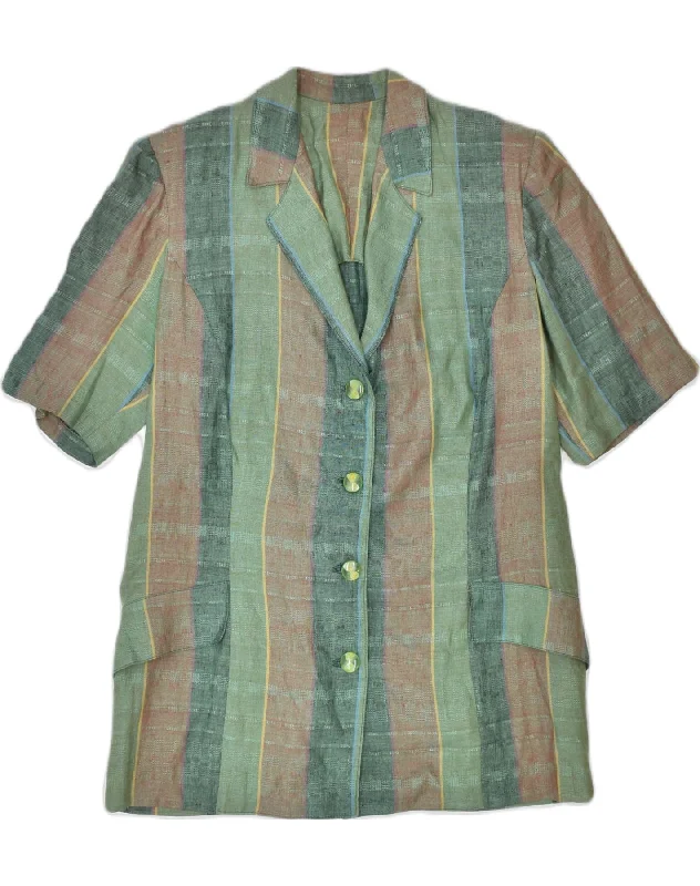 Classic Women's Apparel VINTAGE Womens 4 Button Short Sleeve Blazer Jacket UK 18 XL Multicoloured Classic Women's Apparel VINTAGE Womens 4 Button Short Sleeve Blazer Jacket UK 18 XL Multicoloured