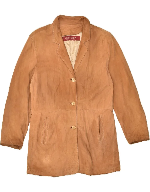 Flash Discount VINTAGE Womens Leather Coat IT 44 Medium Brown Leather