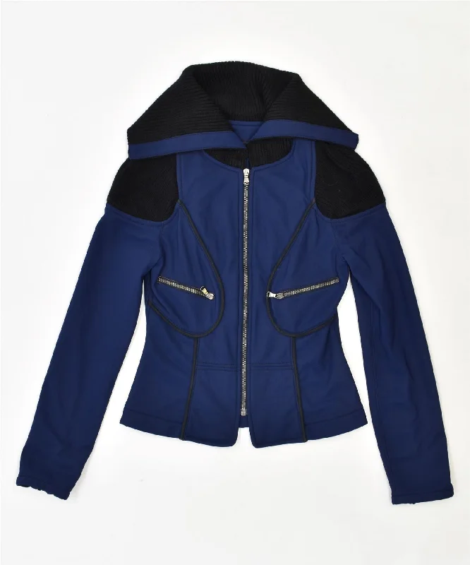 Stylish Outerwear Clothing For Women VINTAGE Womens Fleece Jacket UK 12 Medium Blue