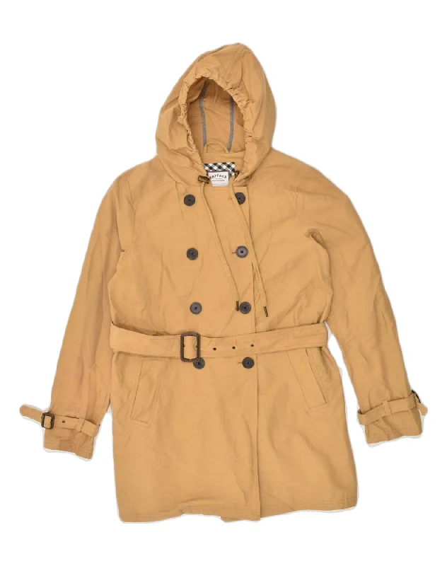 Clothing Sale FAT FACE Womens Hooded Double Breasted Coat UK 12 Medium  Brown Cotton
