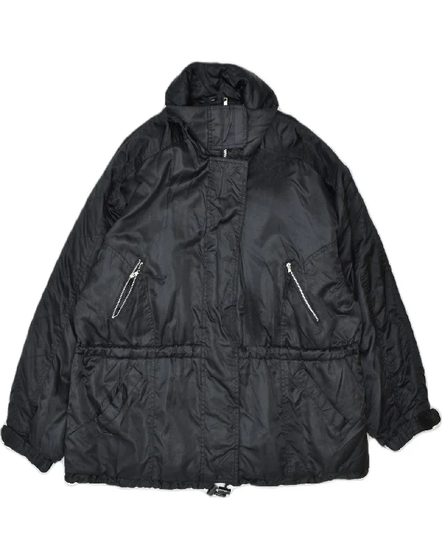 Casual Women's Clothing VINTAGE Womens Windbreaker Jacket UK 18 XL Black Polyamide