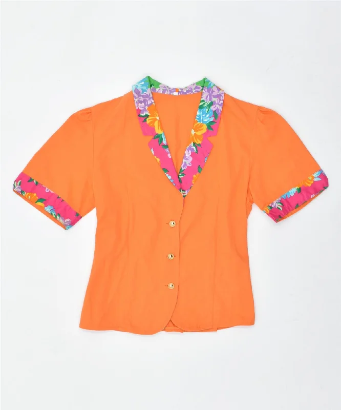Women's High-Fashion Attire VINTAGE Womens Short Sleeve Blazer Jacket EU 40 Medium Orange Cotton Women's High-Fashion Attire VINTAGE Womens Short Sleeve Blazer Jacket EU 40 Medium Orange Cotton