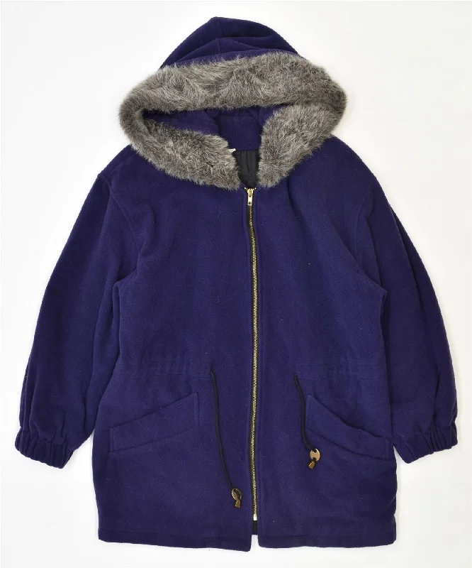 Women's Outerwear Attire VINTAGE Womens Oversized Hooded Overcoat UK 14 Medium Purple Wool Women's Outerwear Attire VINTAGE Womens Oversized Hooded Overcoat UK 14 Medium Purple Wool
