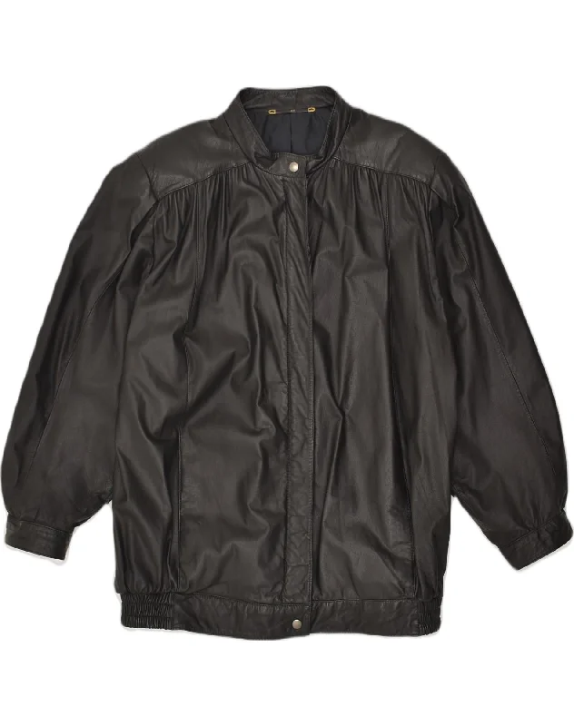 Modern Women's Fashion with Vintage Touches VINTAGE Womens Leather Jacket EU 46 XL Black Modern Women's Fashion with Vintage Touches VINTAGE Womens Leather Jacket EU 46 XL Black