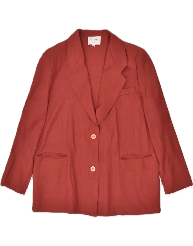 Women's Holiday Clothing VINTAGE Womens 2 Button Blazer Jacket UK 18 XL Maroon Polyester Women's Holiday Clothing VINTAGE Womens 2 Button Blazer Jacket UK 18 XL Maroon Polyester