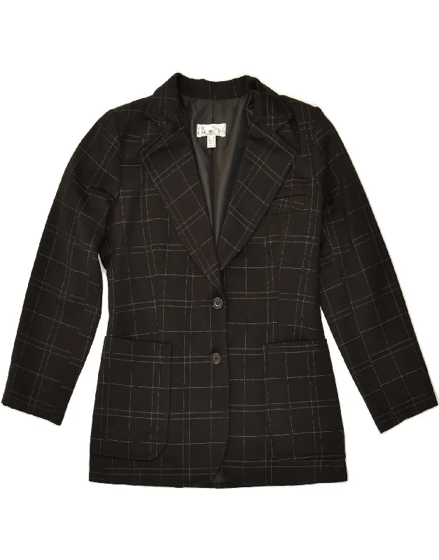 Women's Clothing Apparel VINTAGE Womens 2 Button Blazer Jacket UK 10 Small Black Check Wool Women's Clothing Apparel VINTAGE Womens 2 Button Blazer Jacket UK 10 Small Black Check Wool