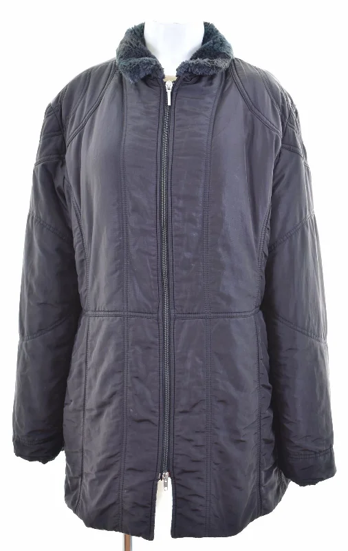 Chic Women's Clothing TRUSSARDI Womens Windbreaker Coat IT 48 XL Black Nylon