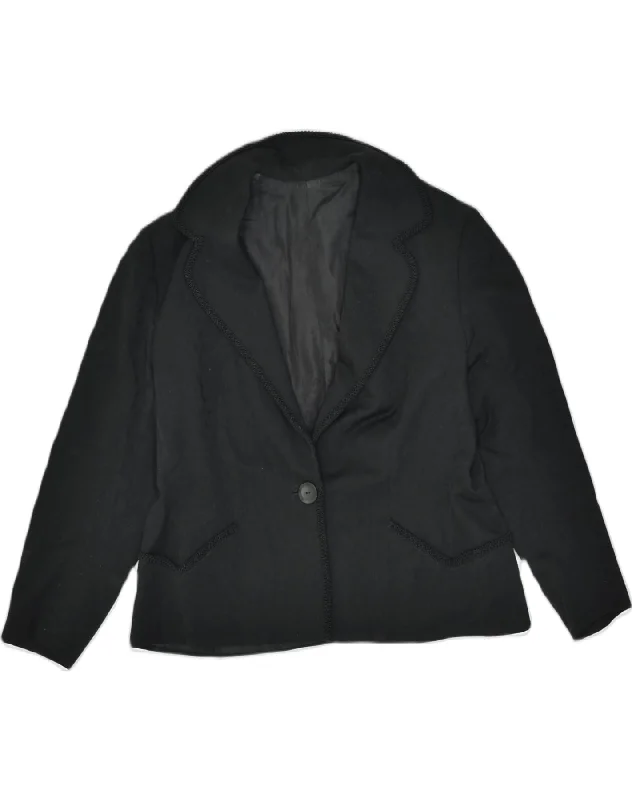 Casual Apparel For Women VINTAGE Womens 1 Button Blazer Jacket UK 14 Large Black Cotton Casual Apparel For Women VINTAGE Womens 1 Button Blazer Jacket UK 14 Large Black Cotton