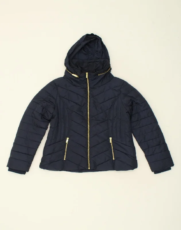 Women's Comfortable Lounge Attire OASIS Womens Hooded Padded Jacket UK 14 Medium Navy Blue Polyester Women's Comfortable Lounge Attire OASIS Womens Hooded Padded Jacket UK 14 Medium Navy Blue Polyester
