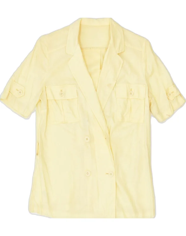Graceful Fashion VINTAGE Womens Double Breasted Blazer Jacket EU 38/40 Medium Yellow
