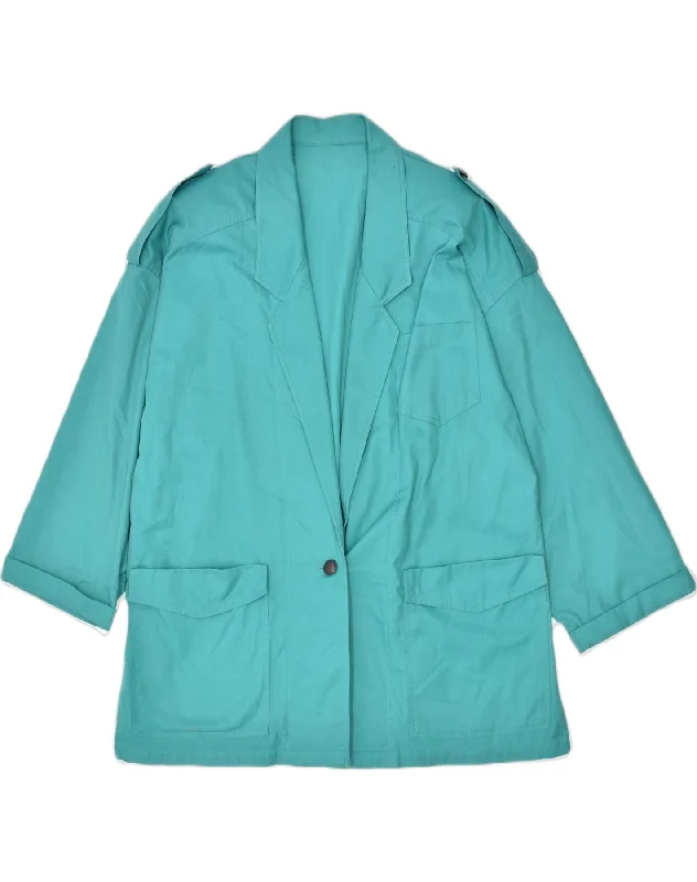 Women's Clothing Boutique VINTAGE Womens Oversized 1 Button Blazer Jacket UK 14 Large Blue Polyester Women's Clothing Boutique VINTAGE Womens Oversized 1 Button Blazer Jacket UK 14 Large Blue Polyester