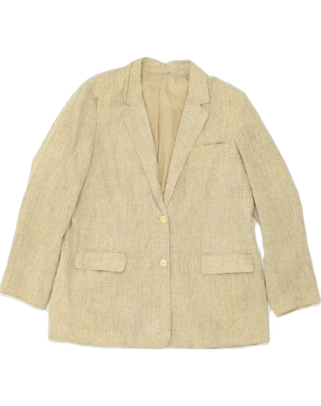 Women Fashion ORVIS Womens 2 Button Blazer Jacket UK 20 2XL Beige Wool