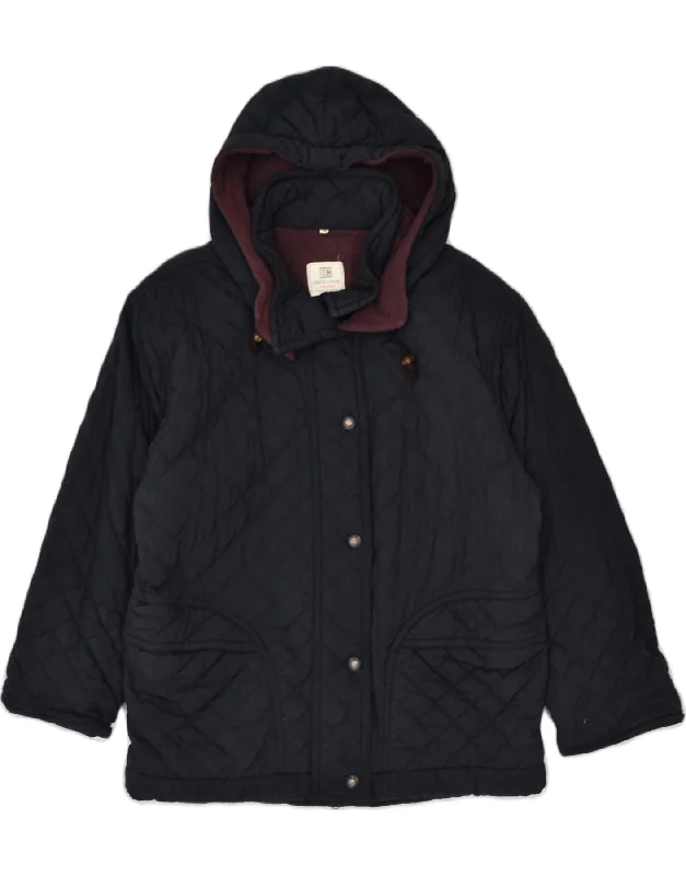 Timeless Women's Clothing VINTAGE Womens Hooded Quilted Jacket IT 46 Large Navy Blue Nylon Timeless Women's Clothing VINTAGE Womens Hooded Quilted Jacket IT 46 Large Navy Blue Nylon