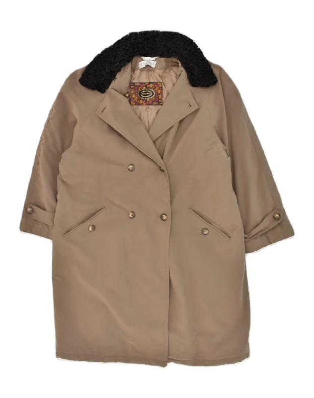Athleisure Wear ALBA FORNARI Womens Overcoat IT 44 Medium Brown Cotton