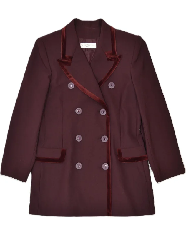 Sustainable Women's Apparel WEB EMPORIUM Womens Double Breasted Blazer Jacket IT 42 Medium Maroon Sustainable Women's Apparel WEB EMPORIUM Womens Double Breasted Blazer Jacket IT 42 Medium Maroon
