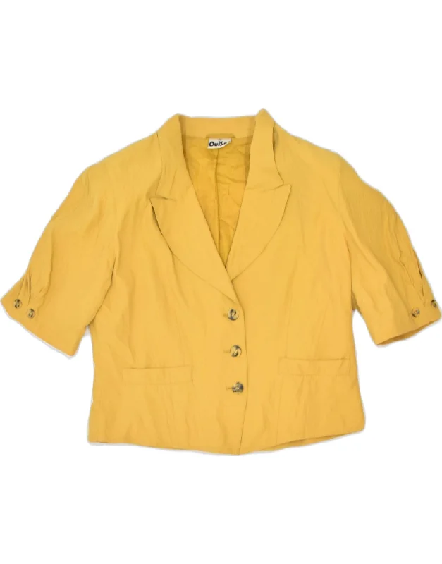Women's Seasonal Clothing OUI SET Womens Short Sleeve 3 Button Blazer Jacket IT 42 Medium Yellow Women's Seasonal Clothing OUI SET Womens Short Sleeve 3 Button Blazer Jacket IT 42 Medium Yellow