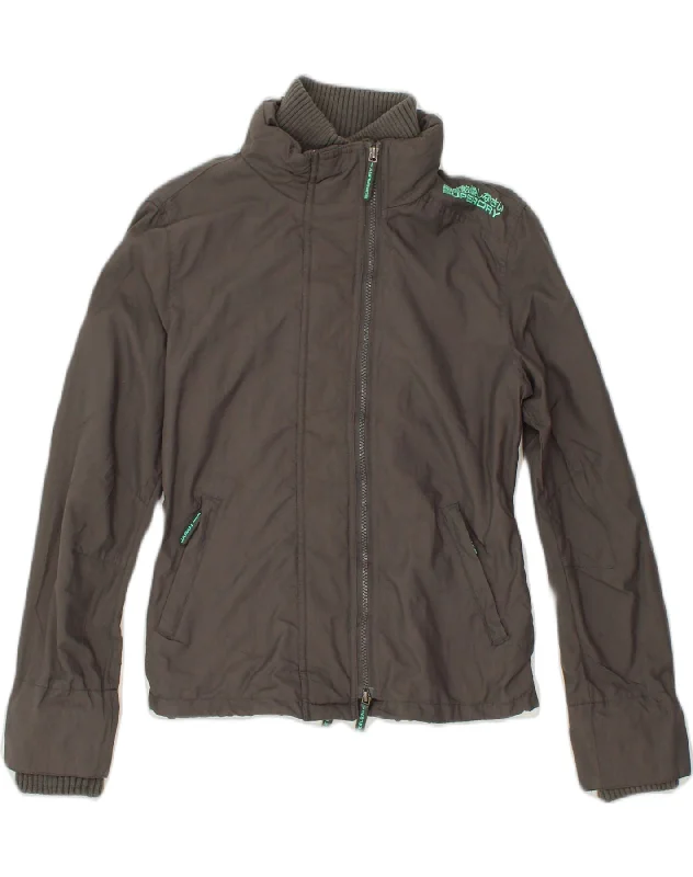 Formal Clothing For Women SUPERDRY Womens Rain Jacket UK 16 Large Grey Nylon