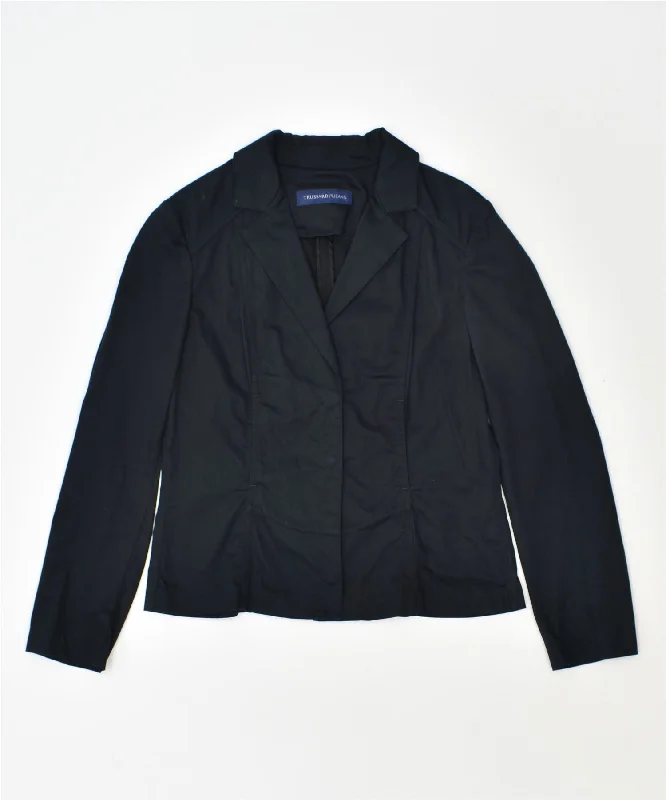 Classic Women's Clothing Styles TRUSSARDI Womens 4 Button Blazer Jacket IT 46 Large Black Cotton Classic Women's Clothing Styles TRUSSARDI Womens 4 Button Blazer Jacket IT 46 Large Black Cotton