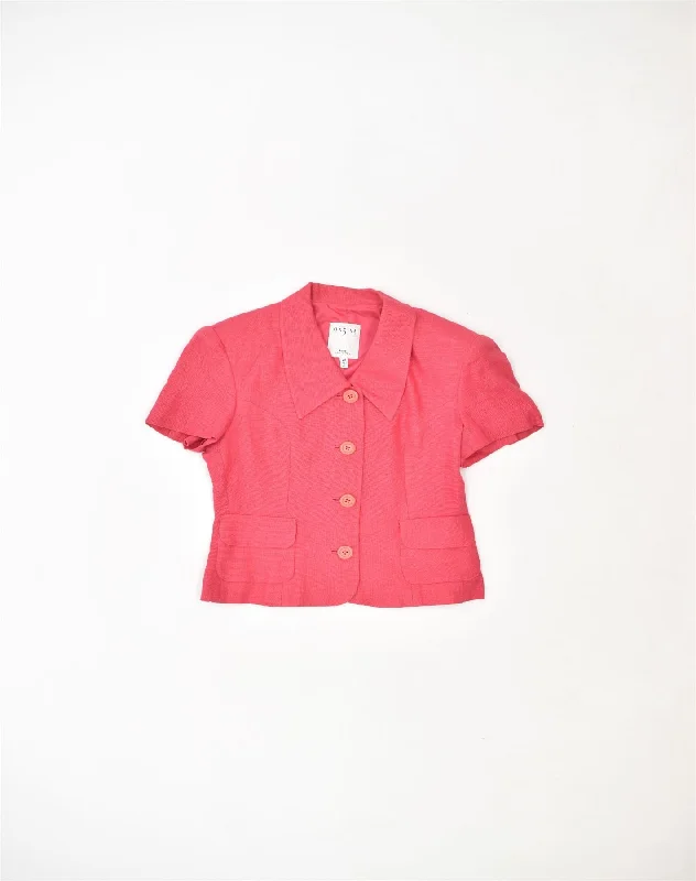 Woman Clothing ON5IVE Womens 4 Button Short Sleeve Blazer Jacket IT 48 XL Pink Linen Woman Clothing ON5IVE Womens 4 Button Short Sleeve Blazer Jacket IT 48 XL Pink Linen