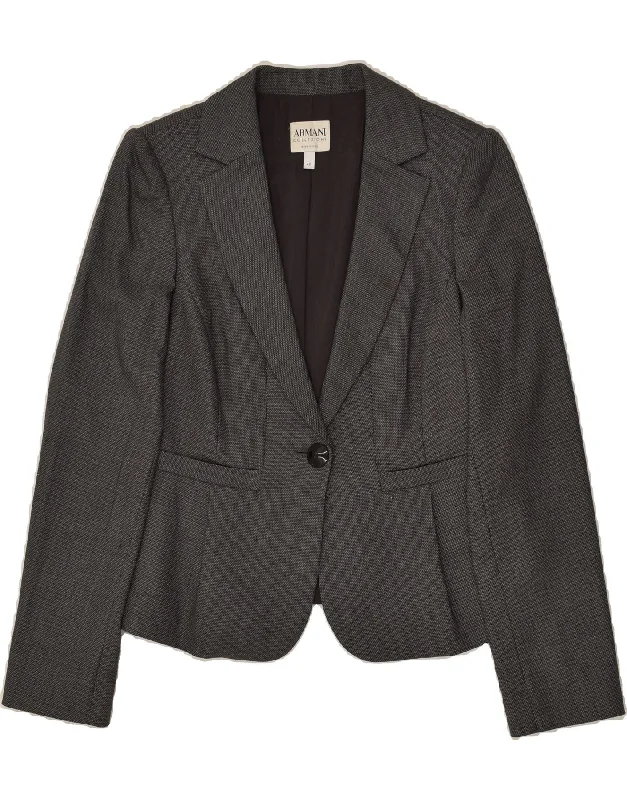Women's Trendy Clothing ARMANI COLLEZIONI Womens 1 Button Blazer Jacket IT 42 Medium Grey Wool Women's Trendy Clothing ARMANI COLLEZIONI Womens 1 Button Blazer Jacket IT 42 Medium Grey Wool