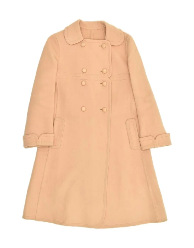 Women's Tailored Outfit VINTAGE Womens Double Breasted Coat UK 12 Medium Beige