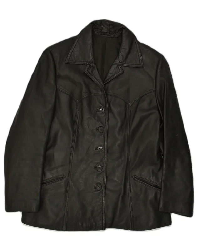 Affordable Women's Attire VINTAGE Womens Leather Jacket UK 44 Medium Black Leather